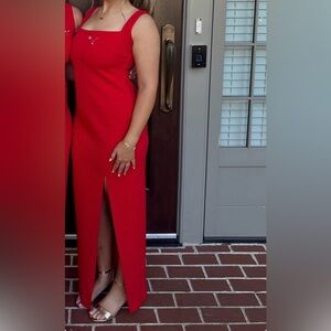 Women's Red Long Slit Dress